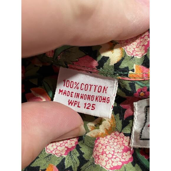 VTG Hathaway Women's Size 14 Button Up Floral Shirt Pink Green 100% Cotton - Picture 8 of 9